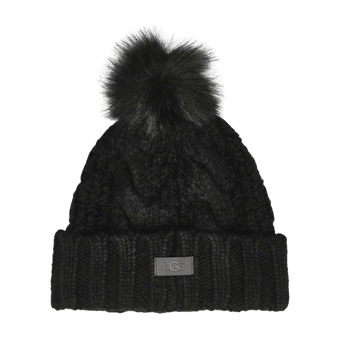 UGG Women's Knit Cable Faux Fur Pom Beanie 4 UGG Women's Knit Cable Faux Fur Pom Beanie - Image 2