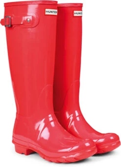Hunter Women's Original Tall Gloss Rain Boot -Englins Fine Footwear Store hunter womens original tall gloss rain boot bright coral wft1000rgl bco 91602.1536967724